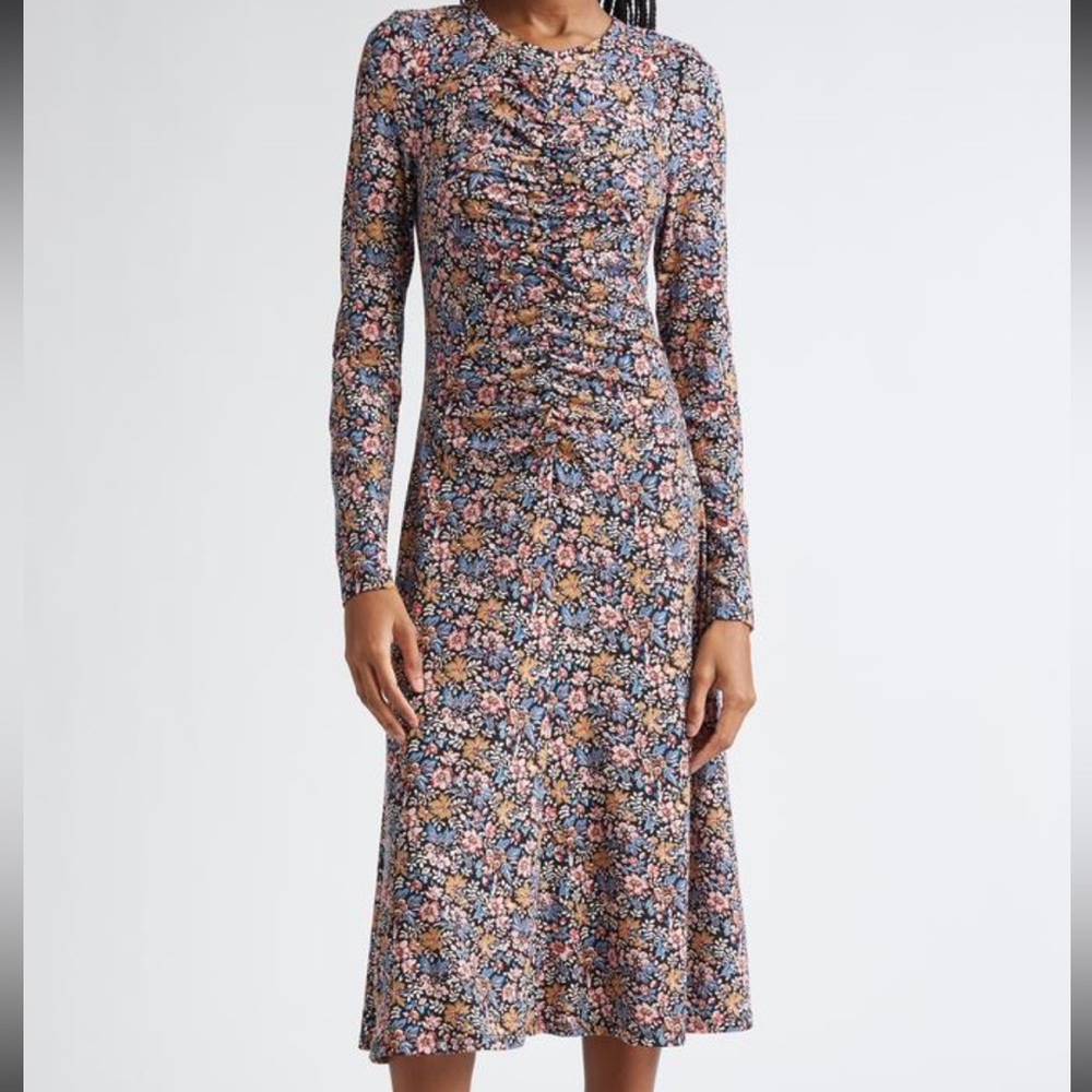 Veronica Beard Multicolor Floral Long Sleeve Dress